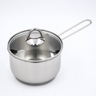 Ковш для кипячения молока, 1,75 л, d=16 см, капсульное дно, стеклянная крышка, индукция - Фото 1