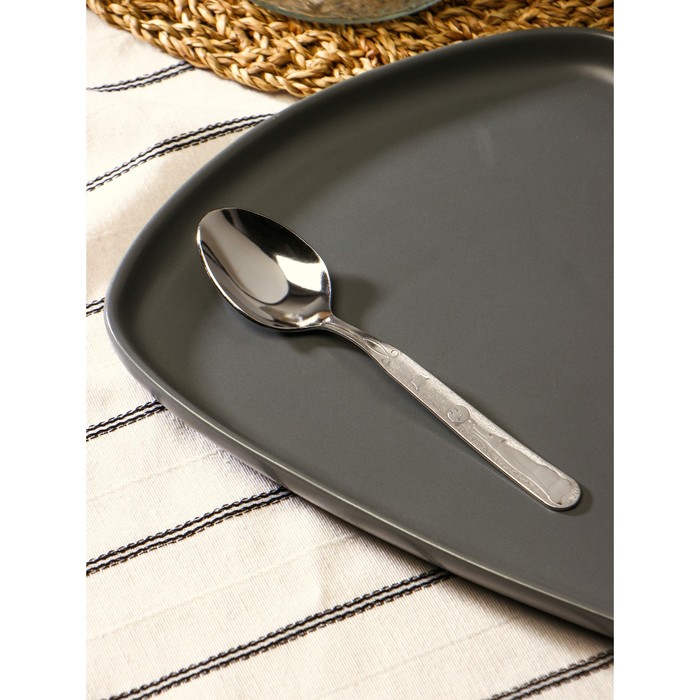 Ложка десертная «Колобок», h=16 см, толщина 1,5 мм, цвет серебряный - Фото 1