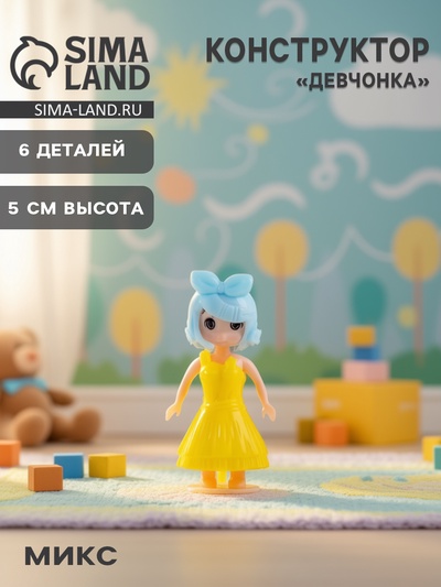 Конструктор «Девчонка», 6 деталей + наклейки, МИКС