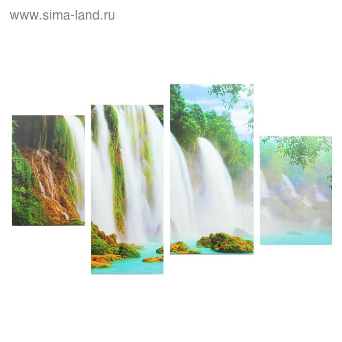 Картина модульная на подрамнике "Живописный водопад"  2-30х45; 1-29,5х69; 1-34х69 - Фото 1