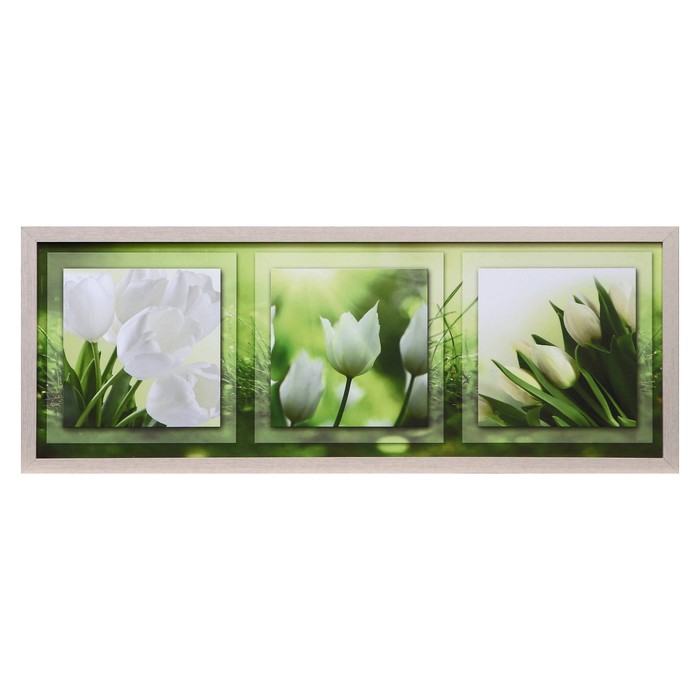 Картина "Белые тюльпаны" 42х107 см рамка микс - Фото 1