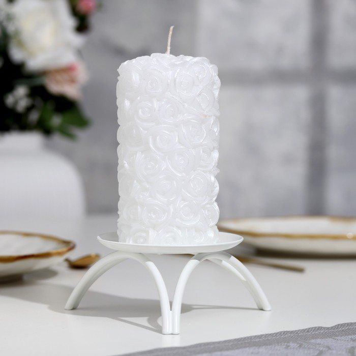 Свеча-цилиндр свадебная "Розы", 6х11,5 см, домашний очаг - Фото 1