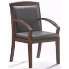 Конференц-кресло EChair-421 KR черное (рециклированная кожа, каркас темный орех) - Фото 1