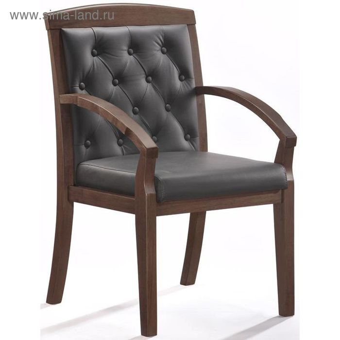 Конференц-кресло EChair-422 KR, Черное (рециклированная кожа, каркас темный орех) - Фото 1