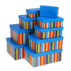Набор коробок 9в1 прямоуг "Яркая полоска" (29,5*19,5*12,5-13,5*8*4,5), цвет синий - Фото 1