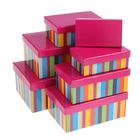 Набор коробок 7в1 прямоуг "Яркая полоска" (24,5*16,5*10-13,5*8*4,5), цвет малиновый - Фото 1