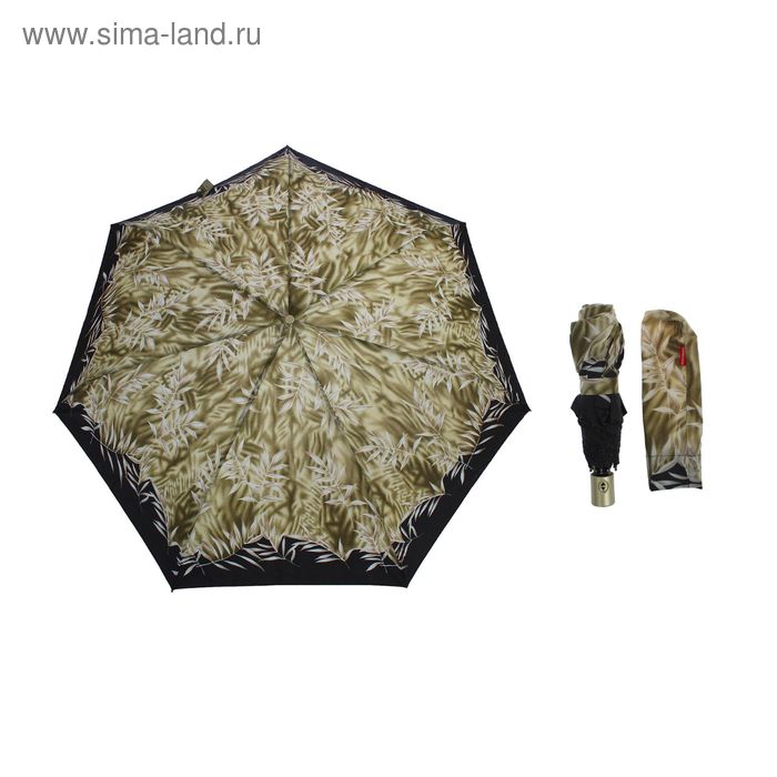 Зонт автоматический "Ветви", R=45см, цвет бежевый/белый/чёрный - Фото 1
