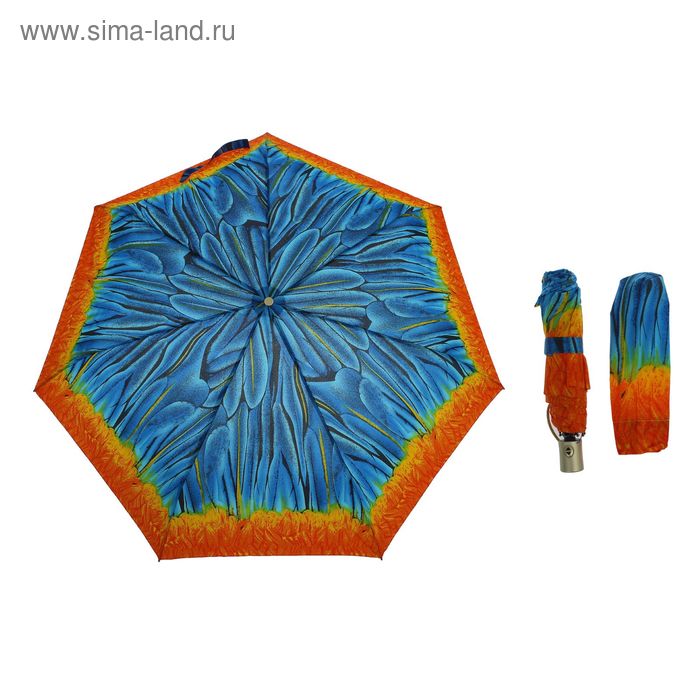 Зонт автоматический "Абстракция", R=45см, цвет голубой/жёлтый/оранжевый - Фото 1
