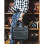 Портфель мужской на молнии, 1 отдел, 2 наружных кармана, длинный ремень, чёрный - Фото 4