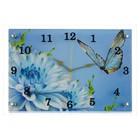 Часы настенные, серия: Цветы, "Голубые цветы и бабочка", 25х35  см - фото 319974992