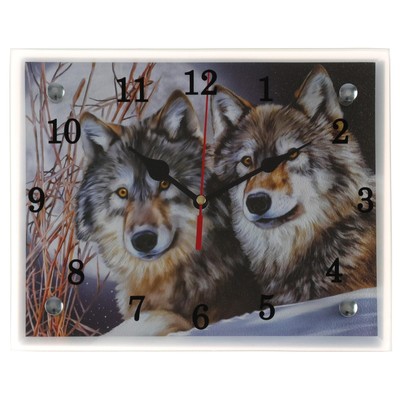 Часы настенные, интерьерные "Два волка", бесшумные, 20 х 25 см