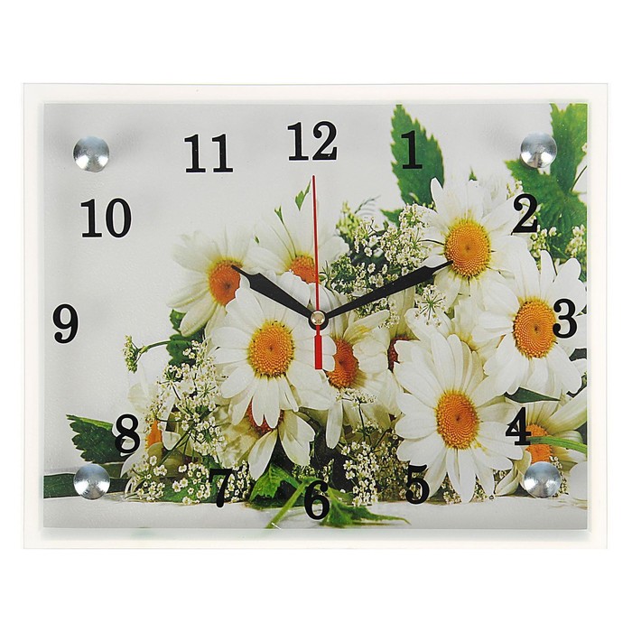 Часы-картина настенные, серия: Цветы, "Ромашки", 20х25  см