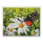 Часы-картина настенные, серия: Цветы, "Бабочка на ромашке", 20 х 25 см - фото 8493327
