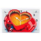 Часы-картина настенные, интерьерные "Чашка кофе сердце", бесшумные, 30 х 20 см - фото 317930662