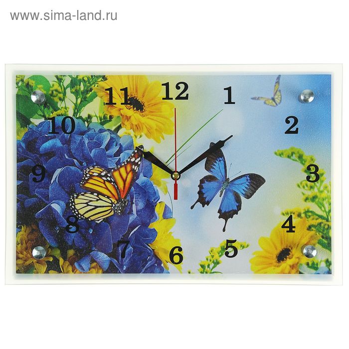 Часы-картина настенные, серия: Цветы, "Бабочка в цветах", 20х30  см - Фото 1