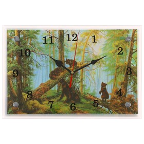 Часы-картина настенные, интерьерные "Медведи в лесу", бесшумные, 30 х 20 см