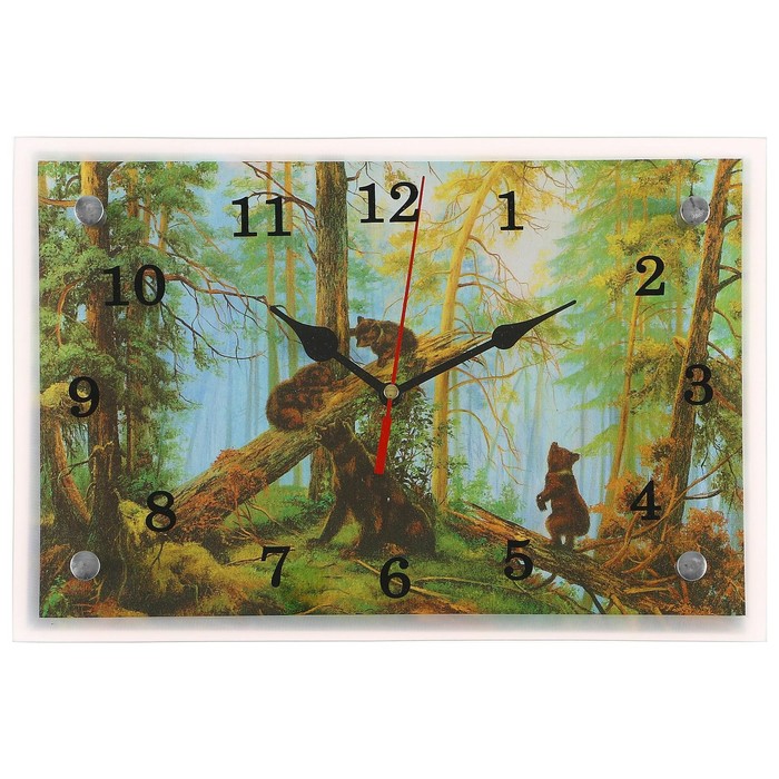Часы настенные, серия: Животный мир, &quot;Медведи в лесу&quot;, 20х30 см
