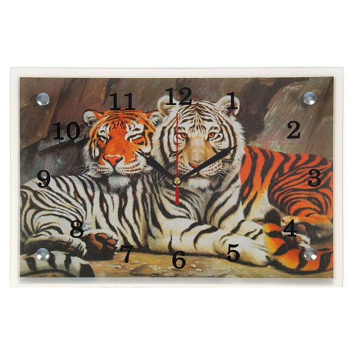 Часы-картина настенные, серия: Животный мир, &quot;Тигры&quot;, 20х30 см