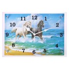 Часы-картина настенные, интерьерные "Лошади в море", бесшумные, 25 х 35 см - фото 317930703
