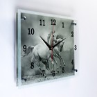 Часы настенные, серия: Животный мир, "Серые лошади", 25х35  см - фото 9822491