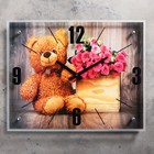 Часы-картина настенные, серия: Цветы, "Плюшевый мишка", 40х50 см - фото 8493410