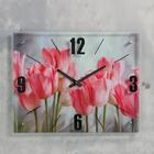 Часы-картина настенные, серия: Цветы, "Розовые тюльпаны", 40х50 см - фото 8493413