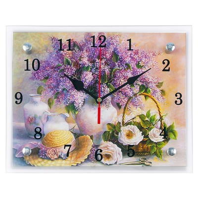 Часы настенные, серия: Цветы, "Сирень в вазе", 20х25  см