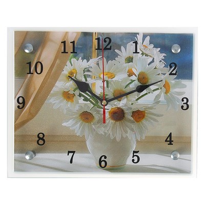 Часы настенные, серия: Цветы, "Ромашки", 20х25  см
