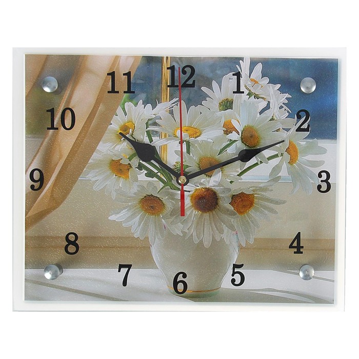 Часы настенные, серия: Цветы, &quot;Ромашки&quot;, 20х25  см