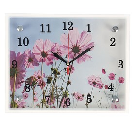 Часы-картина настенные, интерьерные "Сиреневые цветы", бесшумные, 25 х 20 см