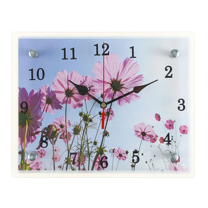 Часы-картина настенные, серия: Цветы, &quot;Сиреневые цветы&quot;, 20х25  см