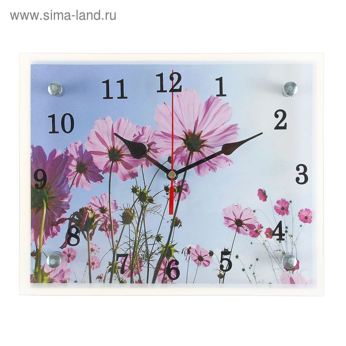 Часы-картина настенные, серия: Цветы, "Сиреневые цветы", 20х25  см - Фото 1