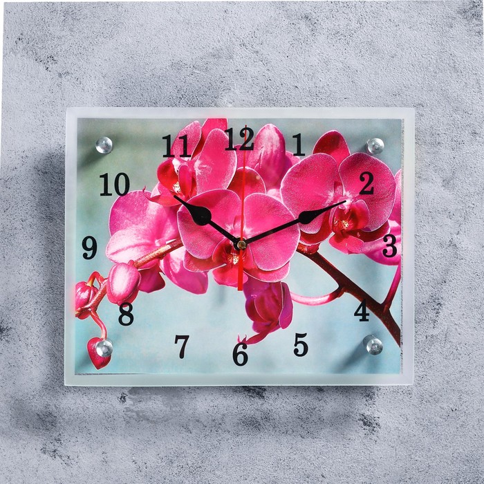 Часы-картина настенные, серия: Цветы, &quot;Розовая орхидея&quot;, 20 х 25 см