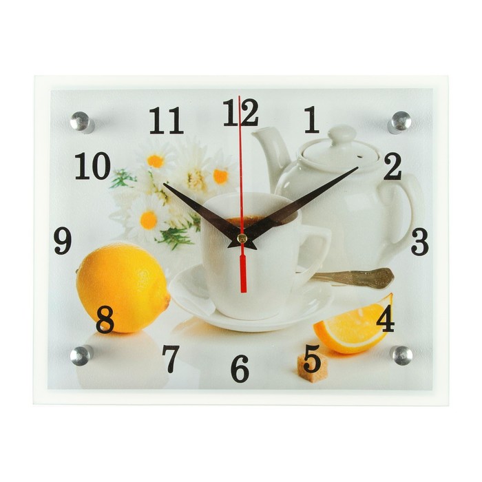 Часы настенные, серия: Кухня, &quot;Чайная церемония и лимон&quot;, 20х25  см