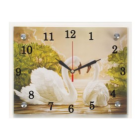 Часы-картина настенные, интерьерные "Лебеди", бесшумные, 25 х 20 см