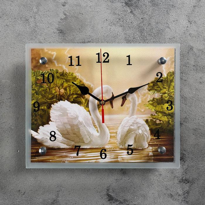 Часы-картина настенные, серия: Животный мир, &quot;Лебеди&quot;, 20 х 25 см