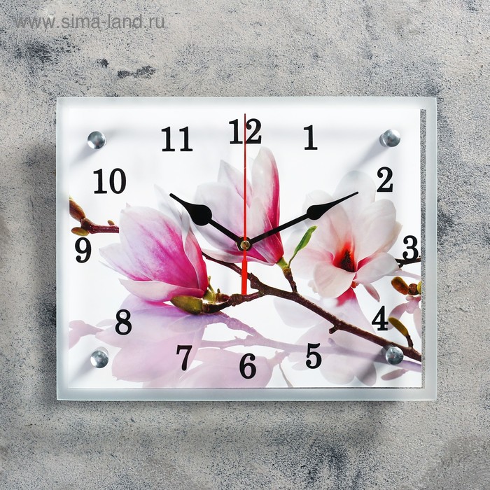 Часы настенные, серия: Цветы, "Бело-сиреневые цветы", 20х25  см - Фото 1
