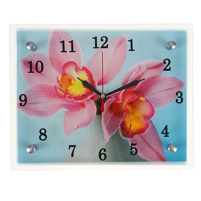 Часы настенные, серия: Цветы, "Цветы в вазе", дискретный ход, 20х25  см