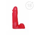 Насадка-фаллоимитатор с мошонкой для трусиков с плугом "Джага-Джага" Harness, 18,5 см, красная - Фото 4