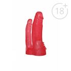 Насадка-фаллоимитатор для трусиков с плугом "Джага-Джага" Harness, двойная, 17 см и 12 см, красная - Фото 5