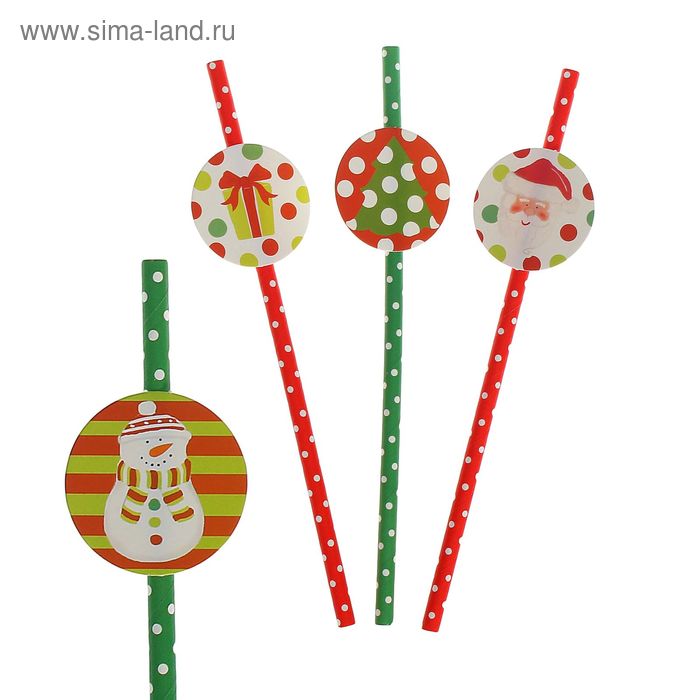 Трубочка для коктейля "Новый год", набор 20 шт. - Фото 1