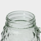 Кружка Доляна «Ананас», 500 мл, 11×8.5×13 см, стекло, с крышкой и трубочкой, прозрачная, зелёная - Фото 4