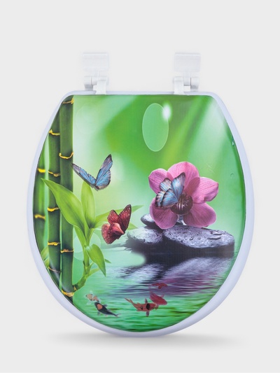 Сиденье для унитаза с крышкой Доляна «Камни дзен», 40×37 см, мягкое