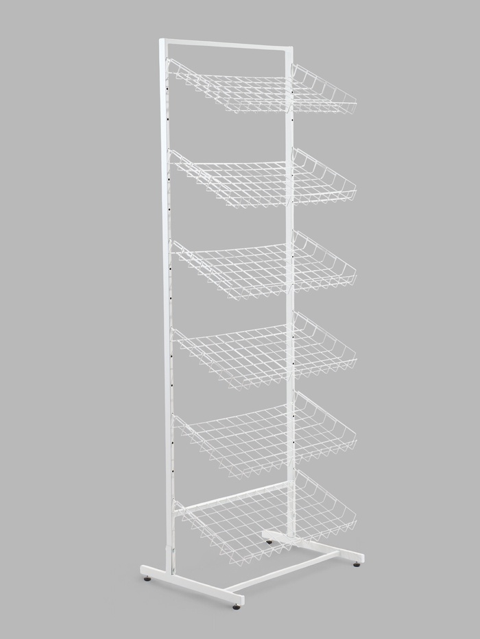 Стойка прикассовая, 65×34×180, 6 корзин, белая - Фото 1