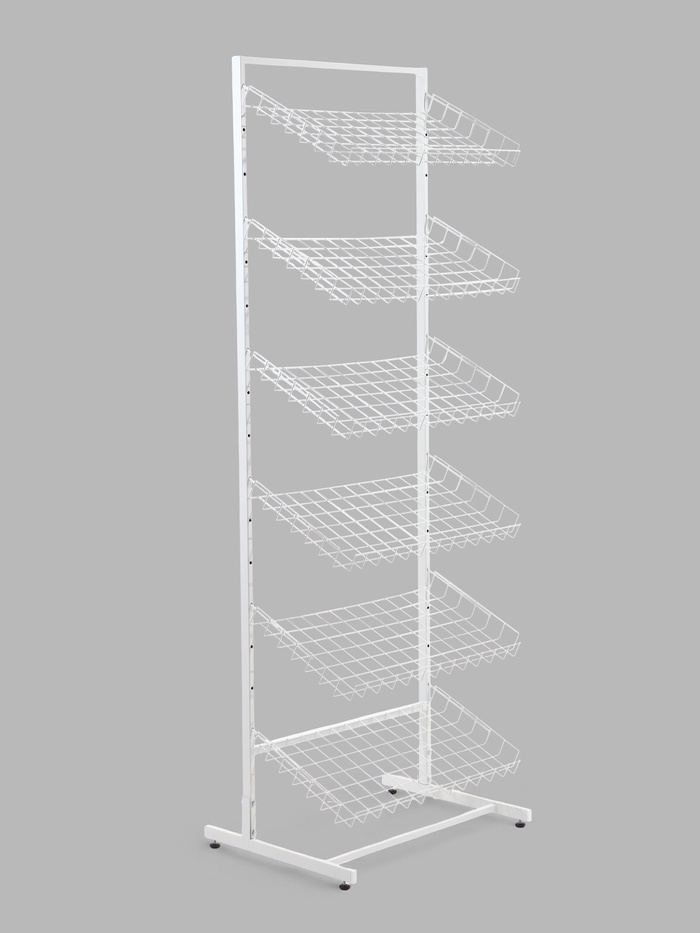 Стойка прикассовая, 65×34×180 см, 6 корзин, белая - Фото 1