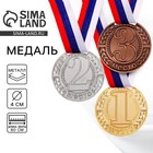 Медаль призовая «1 место» золотая 043, d=4 см, с лентой - Фото 1