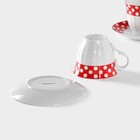 Сервиз чайный керамический Доляна «Горох», 4 предмета: 2 чашки 210 мл, 2 блюдца d=14 см, цвет красный - фото 4562201