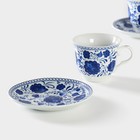 Набор чайный керамический Доляна «Русский узор», 4 предмета: 2 чашки 210 мл, 2 блюдца d=14,1 см, цвет синий - фото 4562230