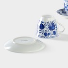 Набор чайный керамический Доляна «Русский узор», 4 предмета: 2 чашки 210 мл, 2 блюдца d=14,1 см, цвет синий - Фото 6