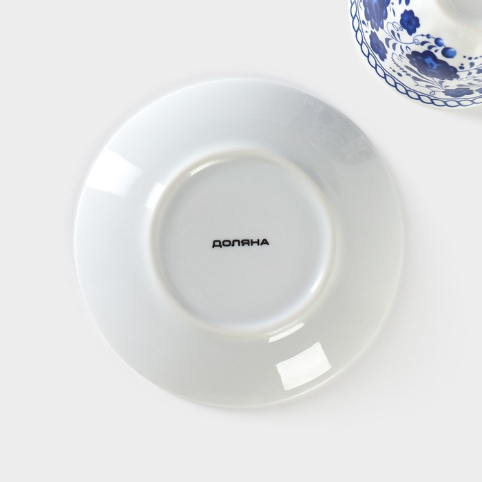 Набор чайный керамический Доляна «Русский узор», 4 предмета: 2 чашки 210 мл, 2 блюдца d=14,1 см, цвет синий - фото 1905377564